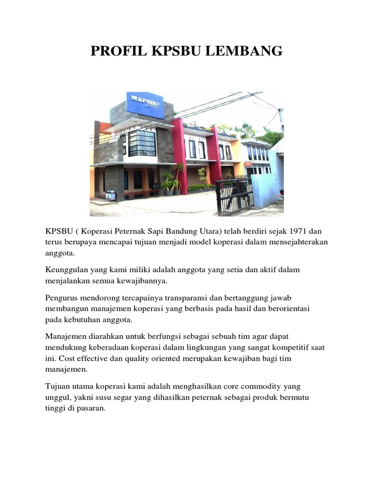 Profil Koperasi Peternak Sapi Lembang | PDF