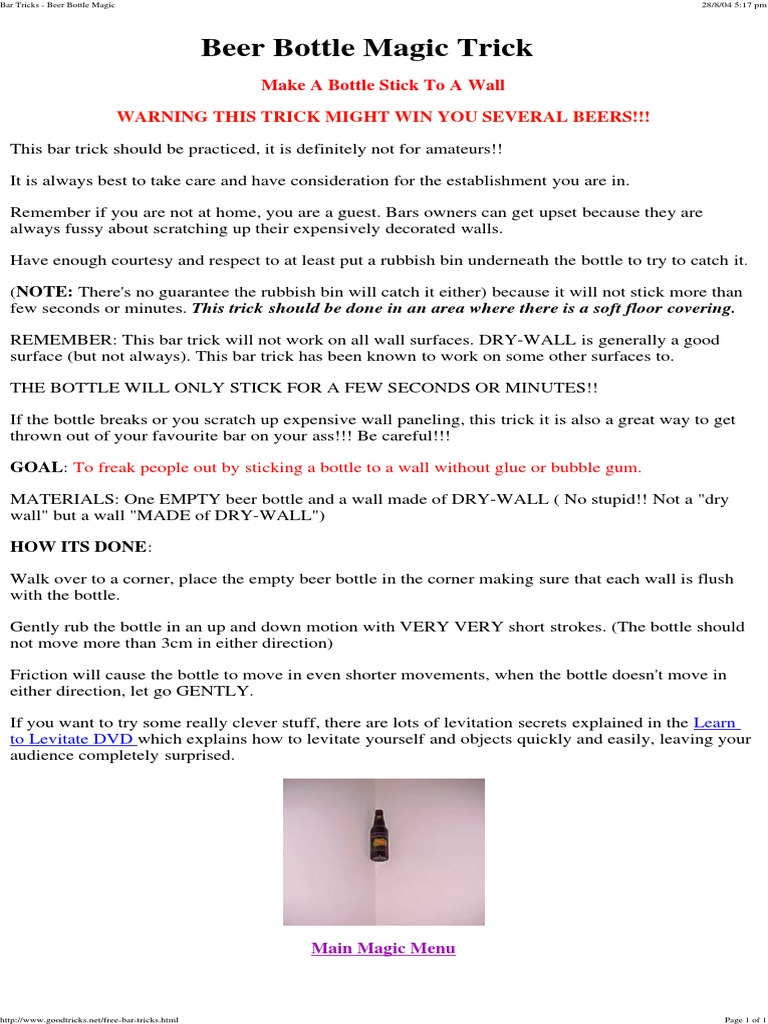 Beer Bottle Magic Trick PDF PDF