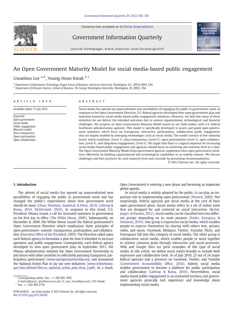 An Open Government Maturity Model For Social Media-Based Public ...
