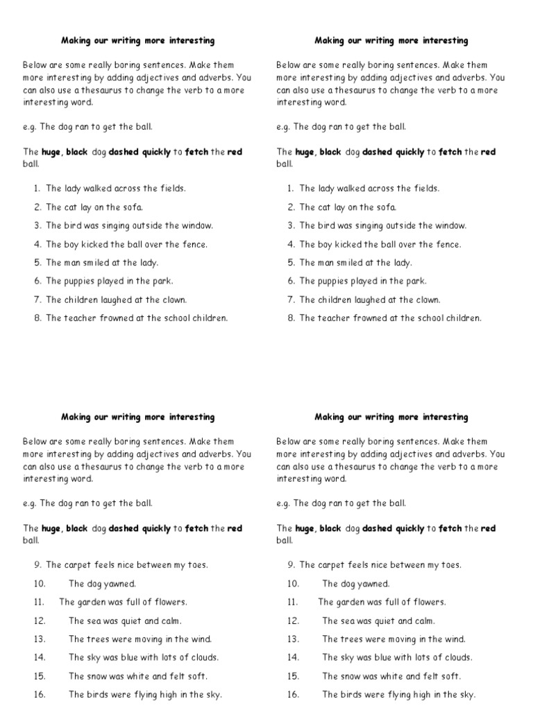Enhance Sentences with Adjectives | PDF | Adverb | Verb