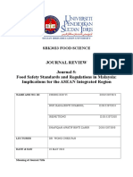 SBK3023 FOOD SCIENCE JOURNAL REVIEW: Food Safety Standards in Malaysia