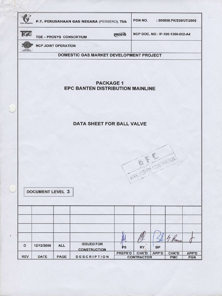 Ball Valve Data Sheet for Gas Project | PDF | Mechanical Engineering ...