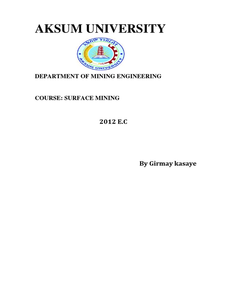 2012 Surface Mining Method Pdf Mining Economic Geology