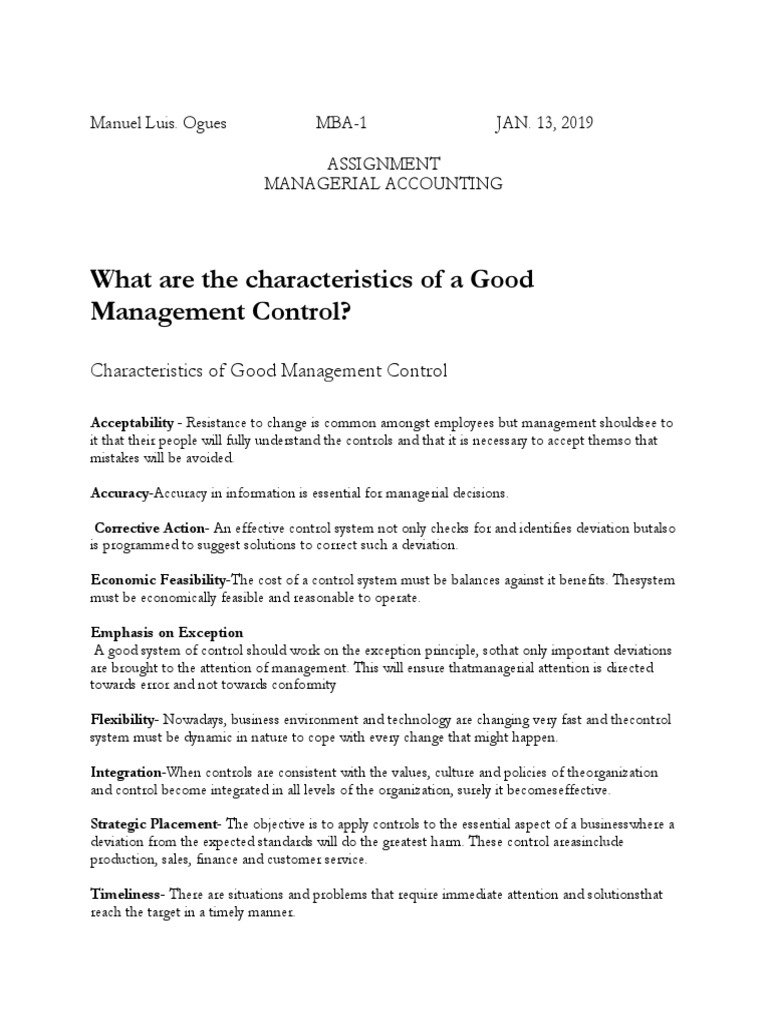Characteristics of Effective Control Systems | PDF | Optimal Control ...