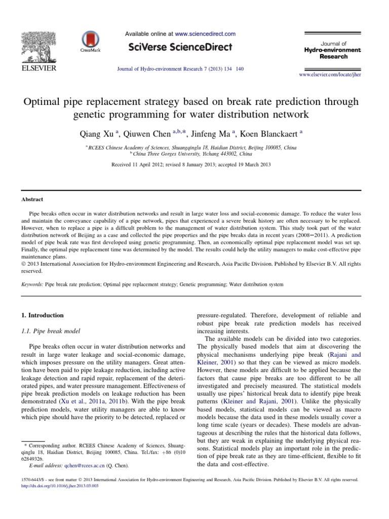 Optimal Pipe Replacement Strategy Using Genetic Programming | PDF ...