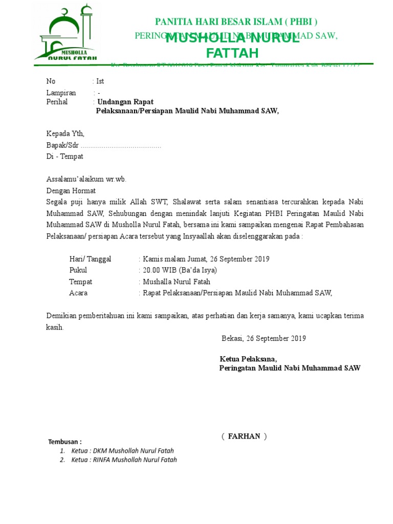 Surat Undangan Rapat Maulid 2019 Pdf