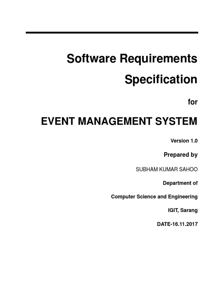 Software Requirements Specification: Event Management System | PDF ...