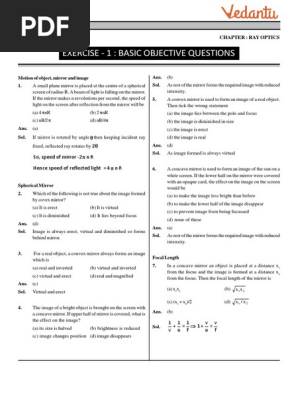 Ray Optics Notes Iitjee Lens Optics Glass Applications