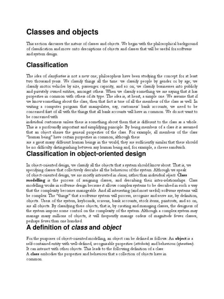 Classes and Objects | PDF | Class (Computer Programming) | Object ...