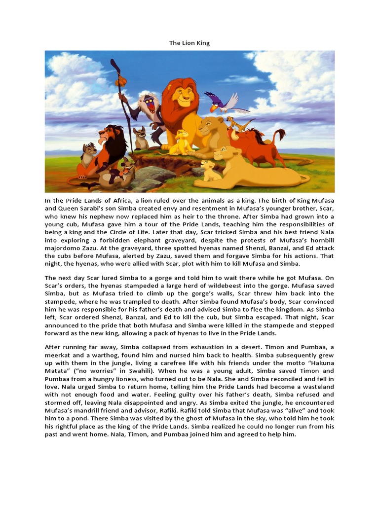 the lion king summary essay
