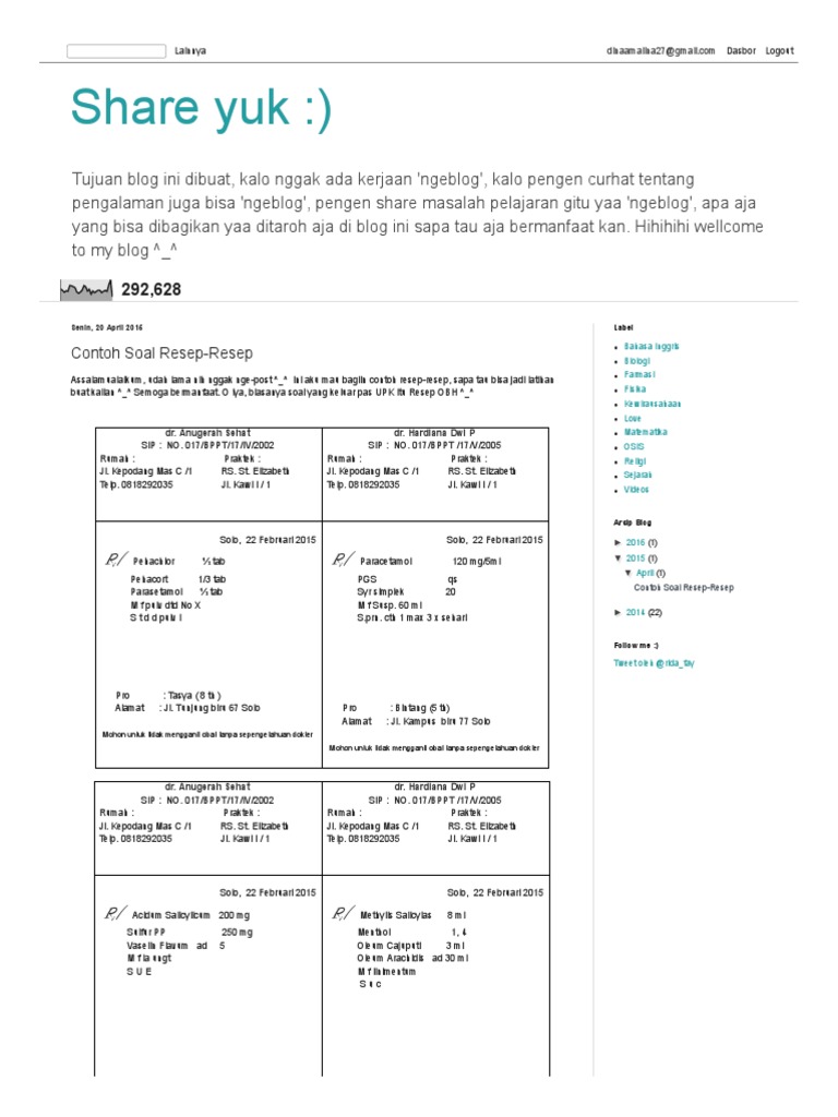 Share Yuk - ) - Contoh Soal Resep-Resep | PDF