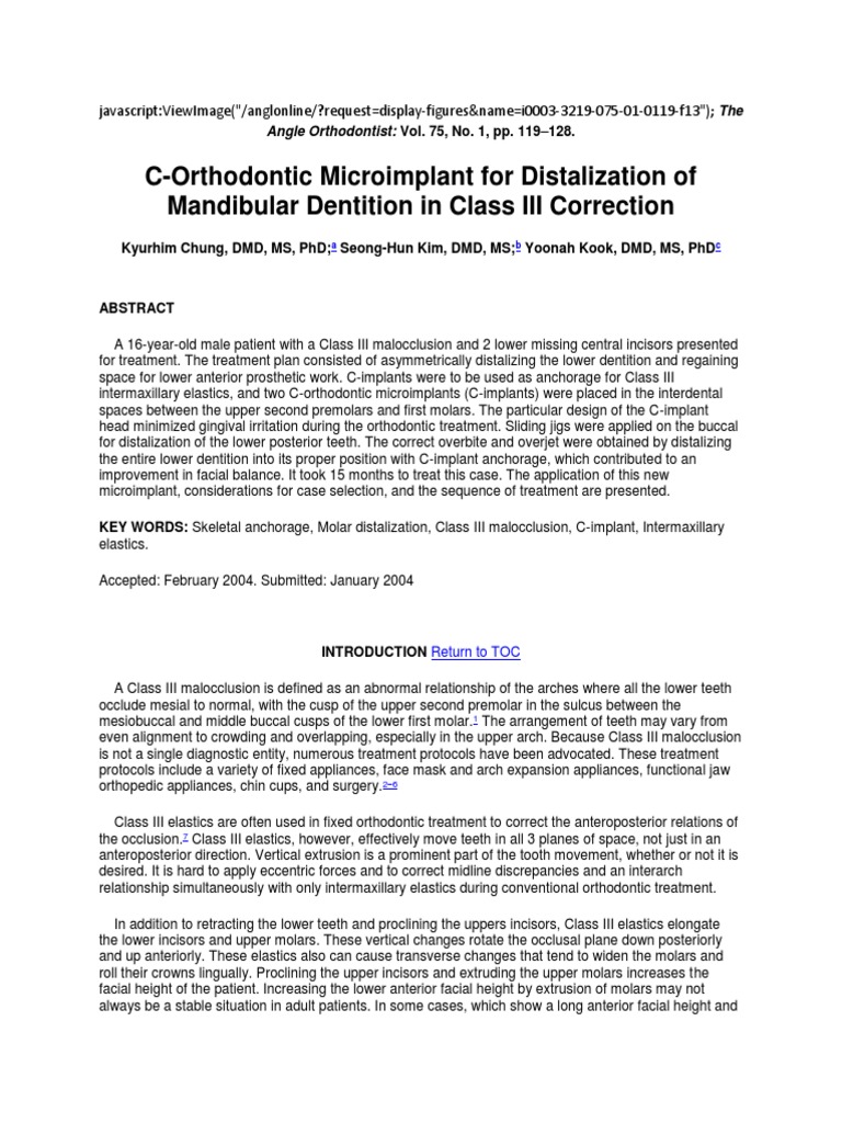 Distalization of the Mandibular Dentition Using C-Orthodontic ...