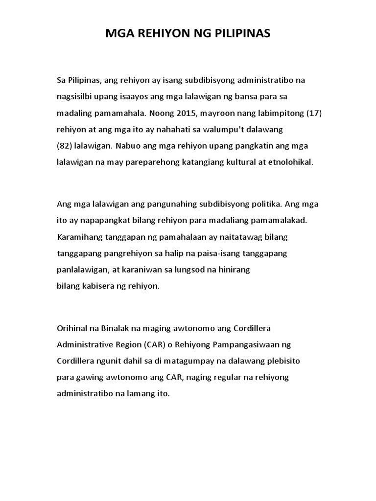 Mga Rehiyon Ng Pilipinas Pdf