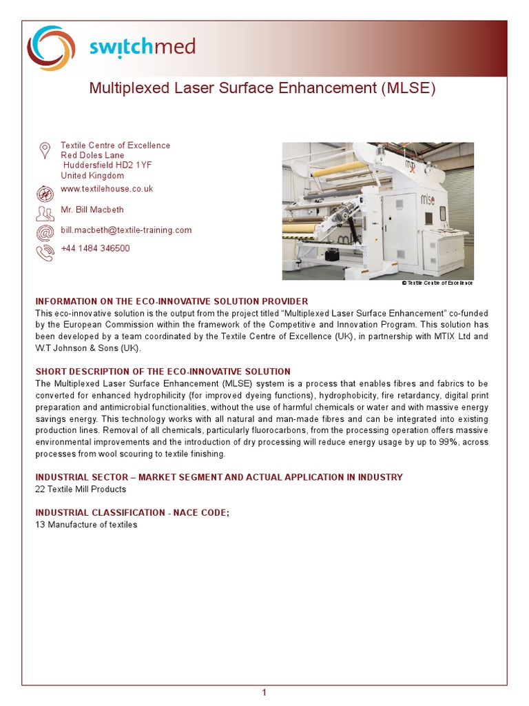 Multiplexed Laser Surface Enhancement (MLSE) | PDF | Textiles | Laser