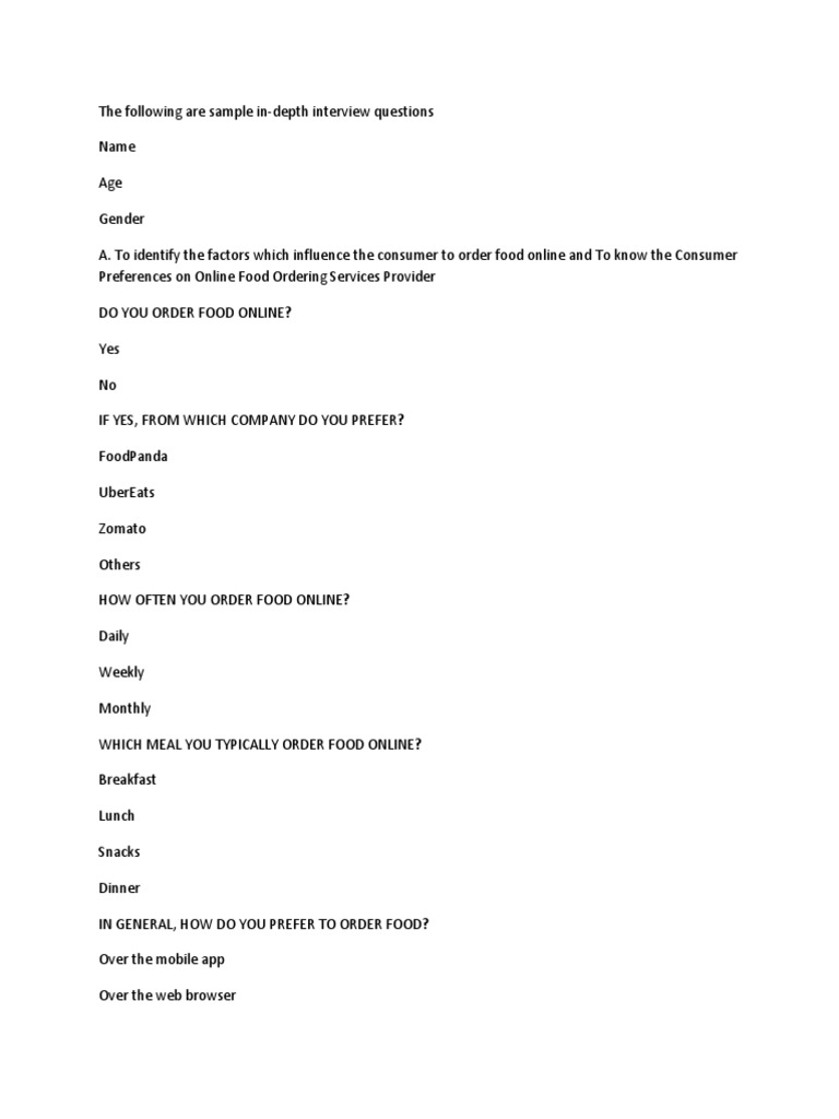 Online Food Delivery Questionnaire | PDF