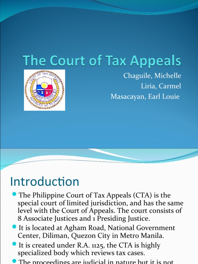 Jurisdiction of the Philippine Court of Tax Appeals | PDF | Taxes ...