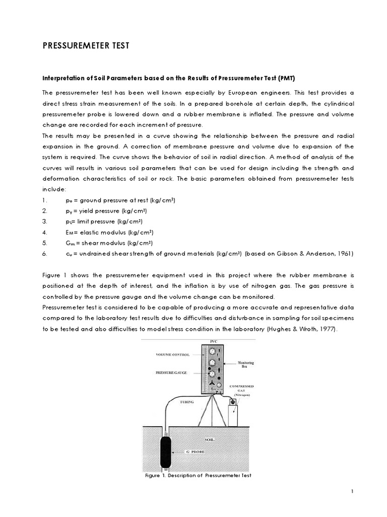 Instrumentation Pressuremeter Test PMT PDF Deformation