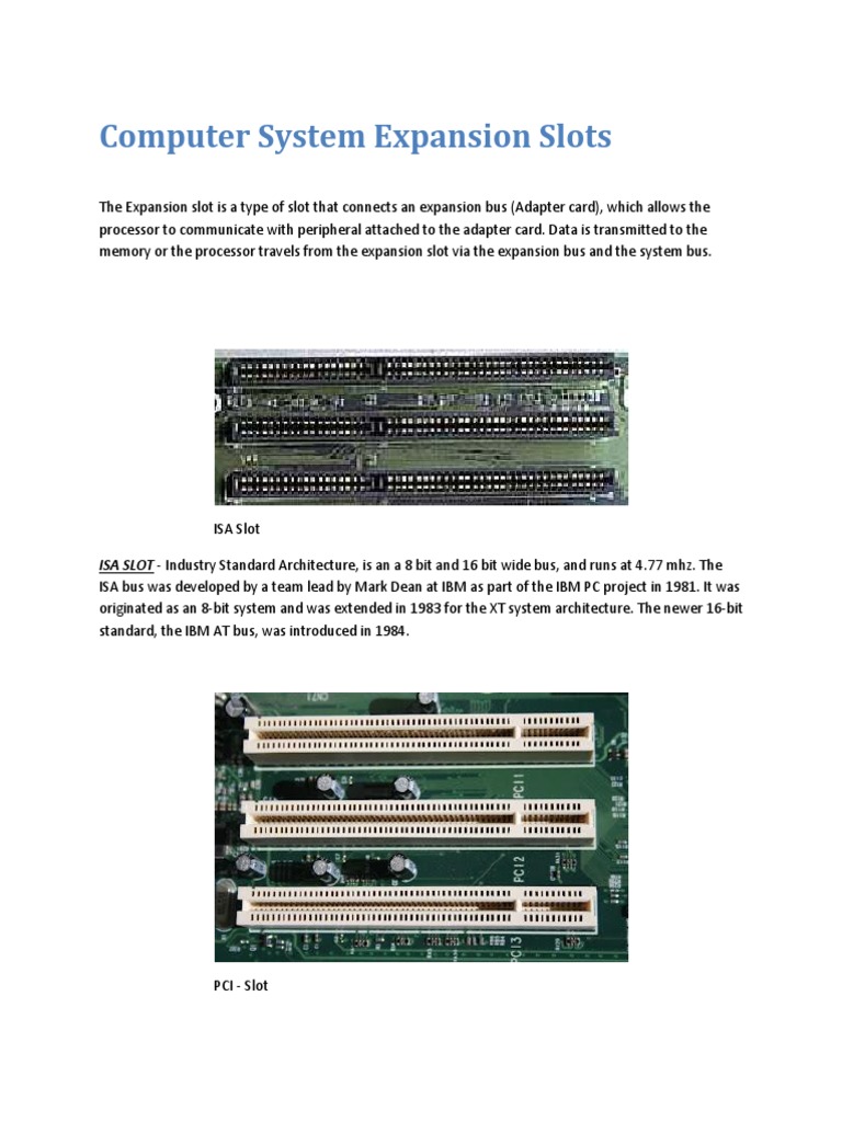 Computer System Expansion Slots | PDF | Personal Computers | Electronics
