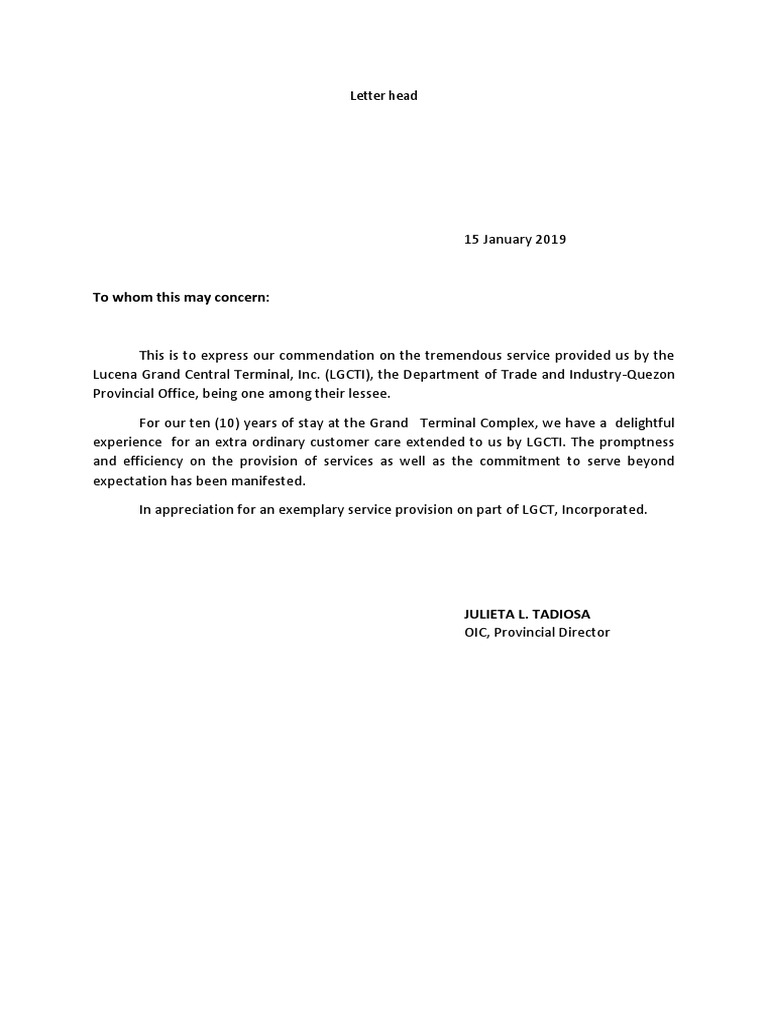 Commendation and Certification Letter | PDF | Law
