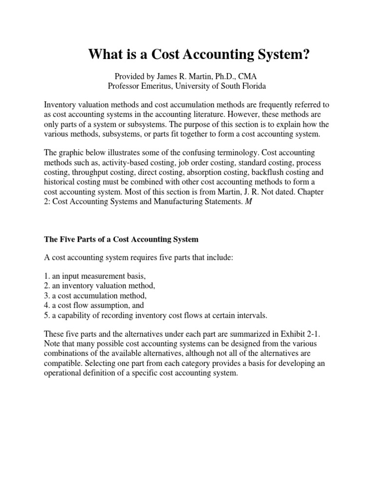 Understanding the Five Key Parts of an Effective Cost Accounting System