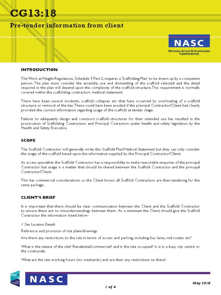 Scaffolding Plan Pre-Tender Guidelines | PDF | Scaffolding | General ...