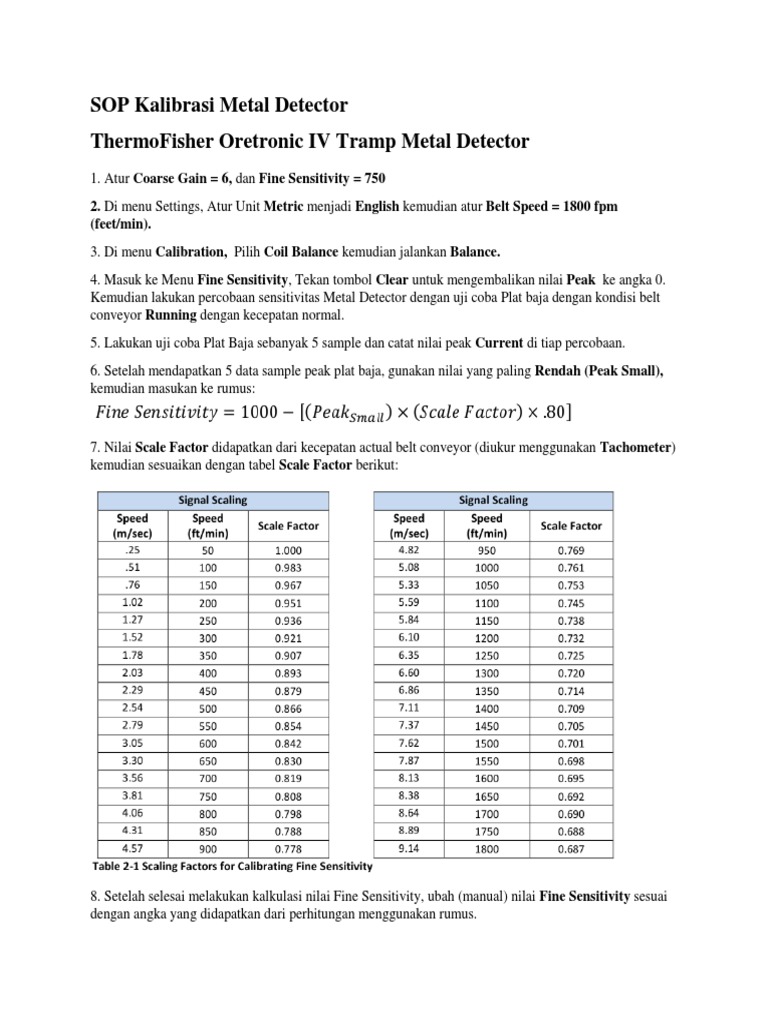 SOP Kalibrasi Metal Detector PDF