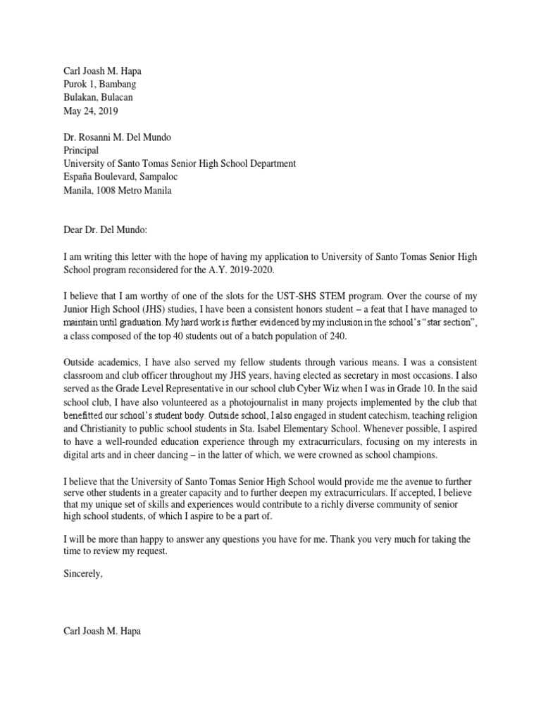 Letter of Reconsideration | PDF
