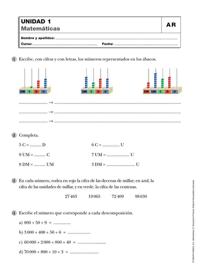 Matematicas Refuerzo y Ampliacion Tercero de Primaria 2 | PDF ...
