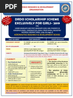 Drdo Scholarship Scheme Exclusively For Girls-2019: Defence Research & Development Organisation