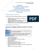 Temario Prueba Lengua Castellana Y Comunicación Segundo Ciclo de Educación Media Modalidad Flexible (Decreto Nº211) Año 2017