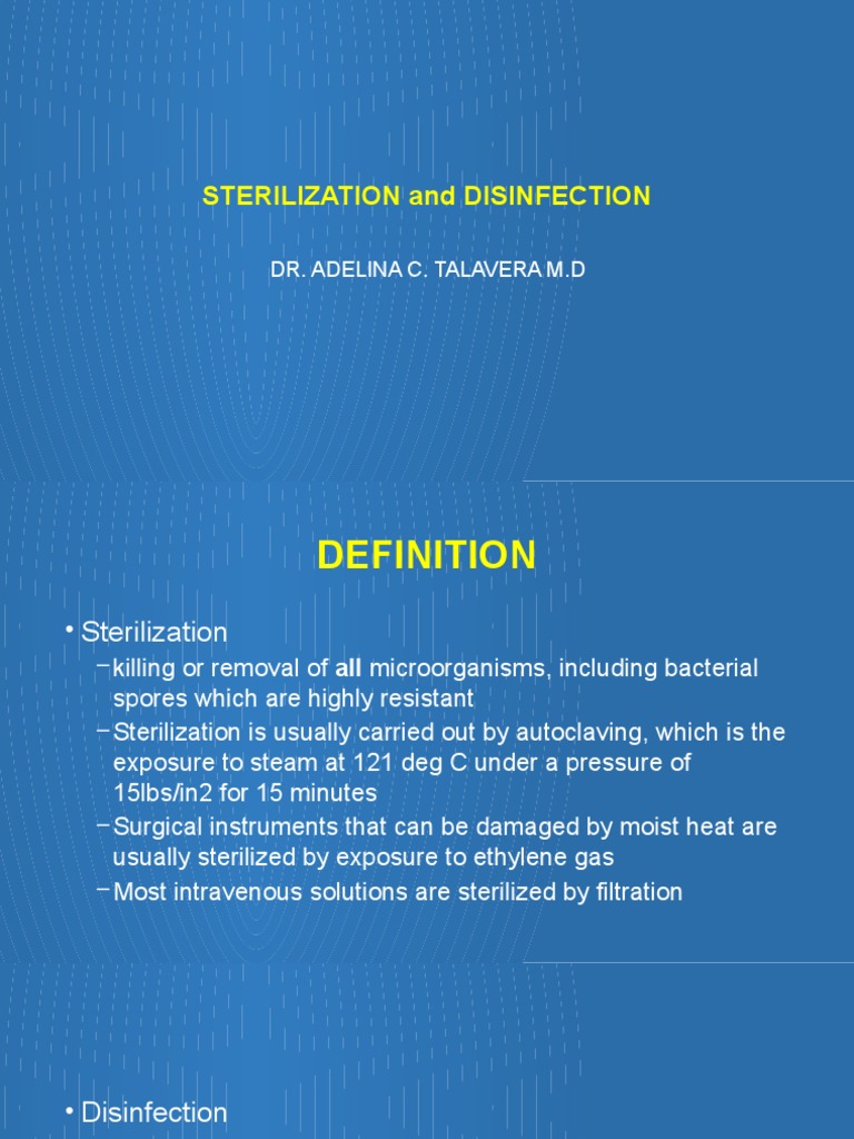 Sterilization and Disinfection PDF Infection Biology
