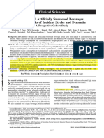 Coorte - Sugar-And Artificially Sweetened Beverages and The Risks of Incident Stroke and Dementia