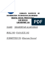 COMSATS INSTITUTE OF INFORMATION TECHNOLOGY,ISLAMABAD DIGITAL SIGNAL PROCESSING LAB MANUAl