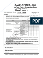 Fiitjee Class 5 Sample Paper
