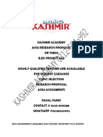 Kashmir Academy Aiou Research Proposal or Thesis B.Ed Project 8613