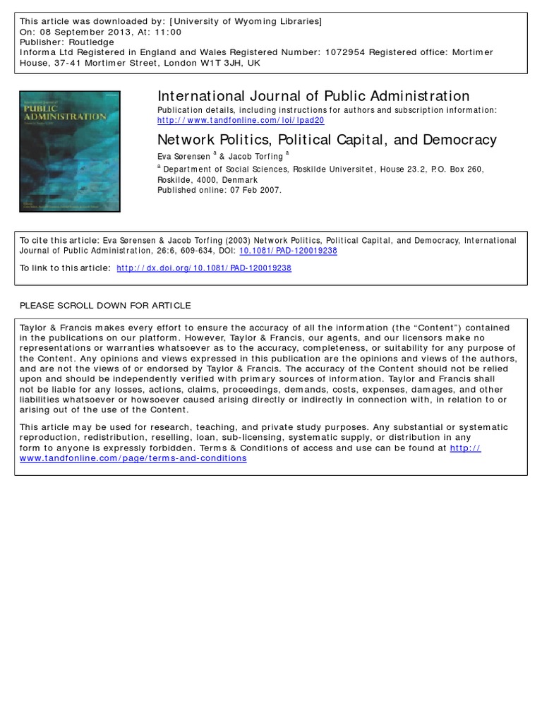 International Journal of Public Administration | PDF | Social Capital ...