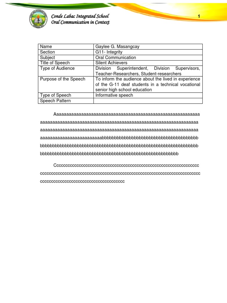 Final Speech Format Sept 2019 | PDF
