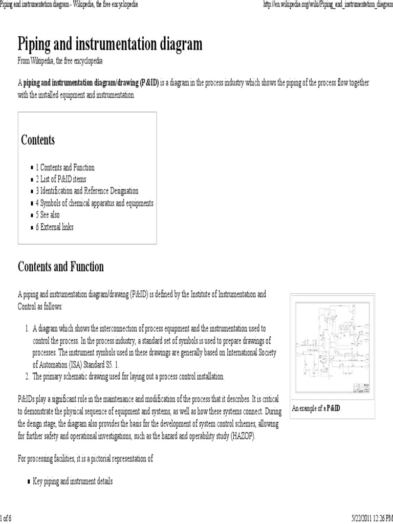 Piping and Instrumentation Diagram: From Wikipedia, The Free