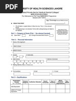 University of Health Sciences Lahore: Affiliated Private Sector Medical/Dental Colleges' Application Form