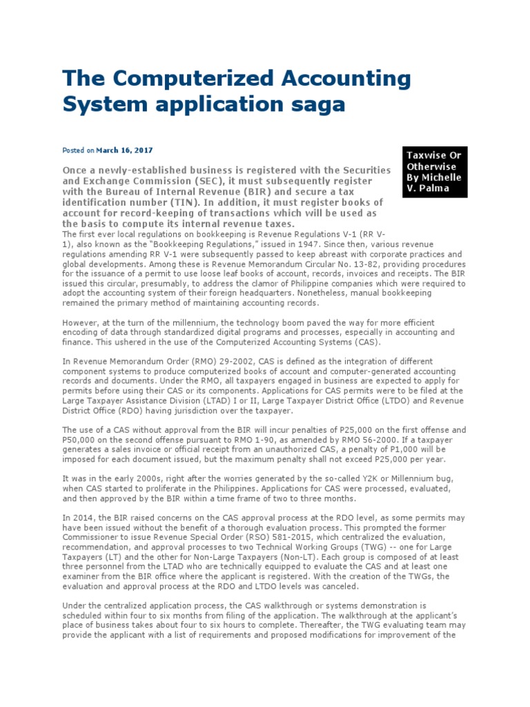 The Computerized Accounting System Application Saga: Posted On March 16 ...