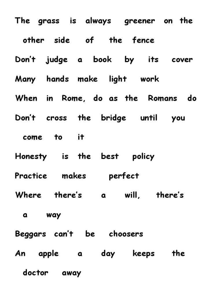 20 Common Proverbs Explained | PDF