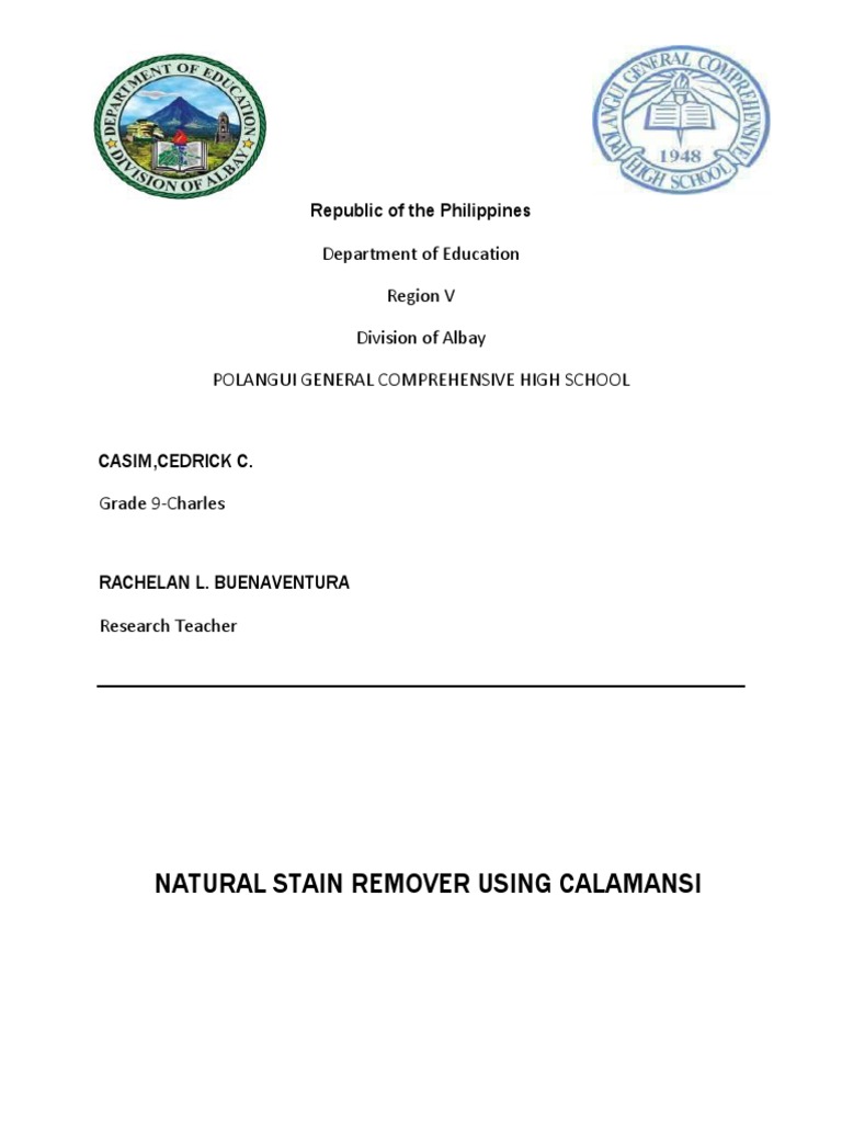 Natural Stain Remover Using Calamansi PDF