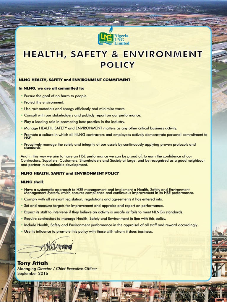 NLNG HSE Commitment and Policy Overview | PDF