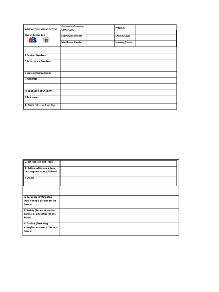 Daily Lesson Log Form | PDF