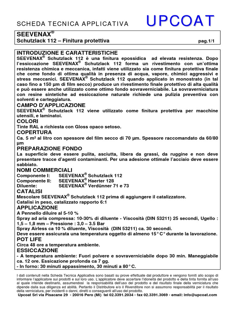 Seevenax 112 Finitura Alta Resistenza | PDF