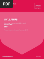 Syllabus: Cambridge International As & A Level Thinking Skills