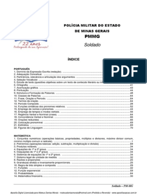 Caderno 1001 Questões PM MG, PDF, Organização Mundial da Saúde