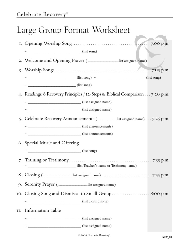 Large Group Format Worksheet: Celebrate Recover y | PDF | Language Arts ...