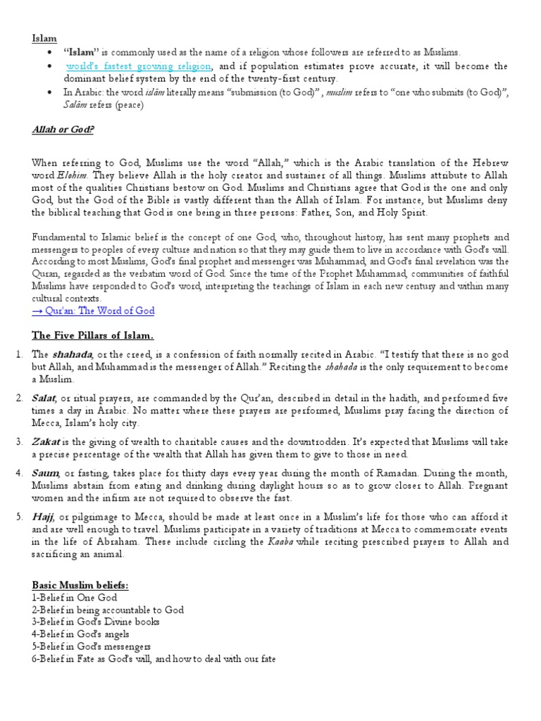 An Overview of Islam: Core Beliefs, Practices, History and the Major