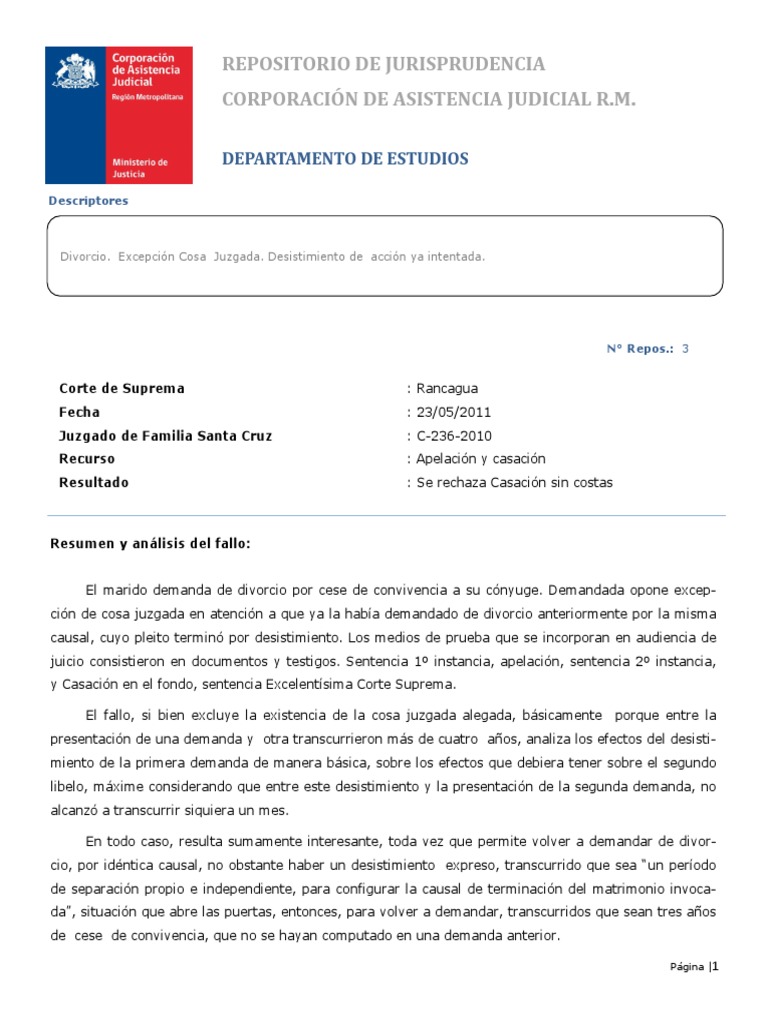 Divorcio y Cosa Juzgada en Sentencias | PDF | Res Judicata | Divorcio